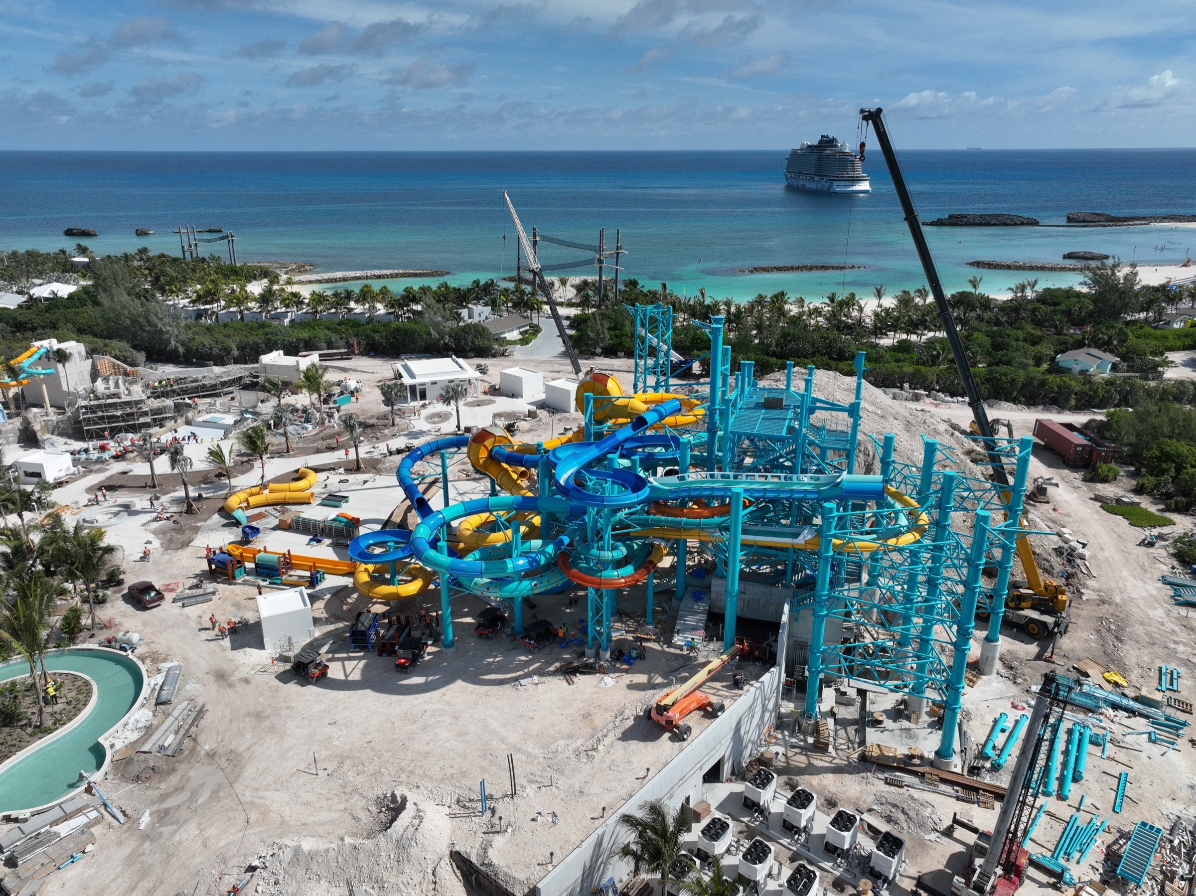 Aerial view of a waterpark under construction