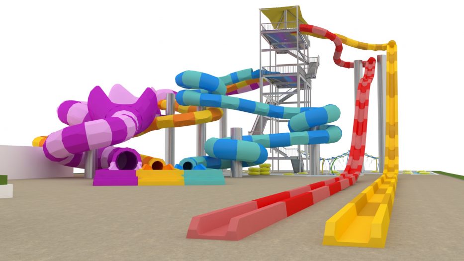 Fun Spot Waterpark slide tower concept render