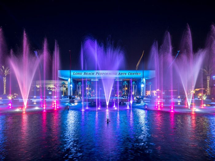 Long Beach Performing Arts Center Water Feature with color-changing LEDs