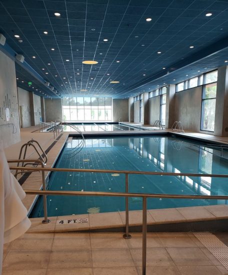 Natatorium’s ceiling lights mimic stars in the night sky