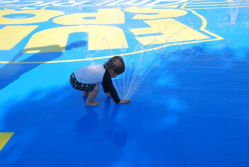 Sprinkler water features at Fun Spot America