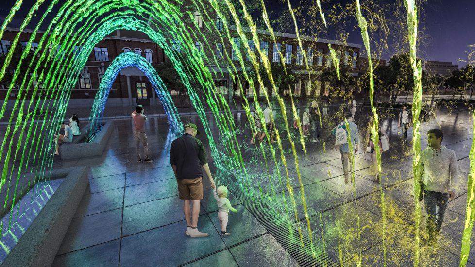 Kannapolis Downtown concept render nighttime LEDs