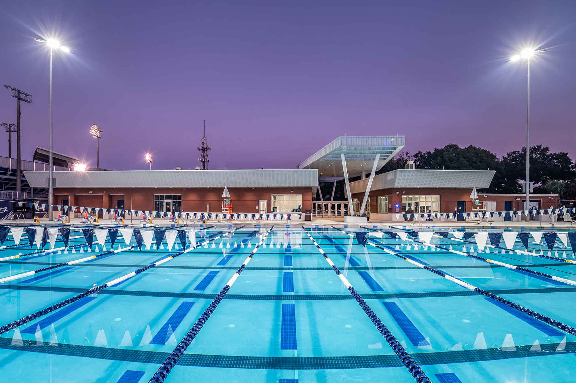 8-foot deep competition pool at Aerial view of University of North Florida Aquatic Complex