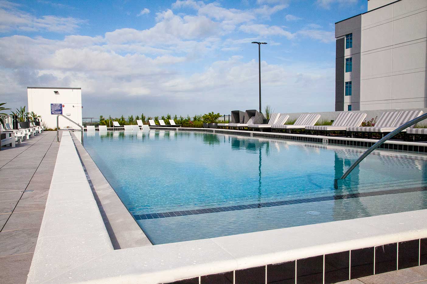 The Julian Apartments rooftop pool on the 10th floor
