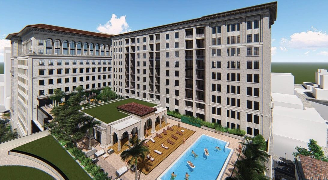 Early project rendering of The Plaza Coral Gables