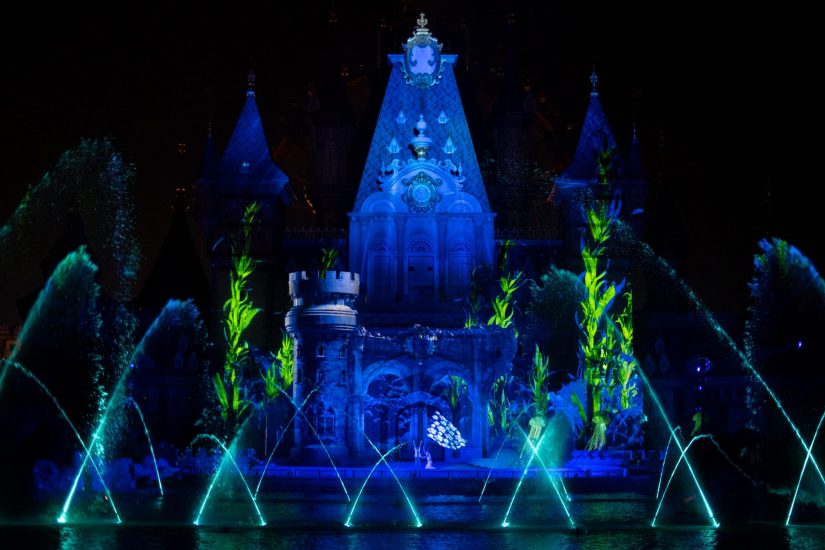 Lighting effects and castle of Vinpearl VinWonders Fountain Show Once