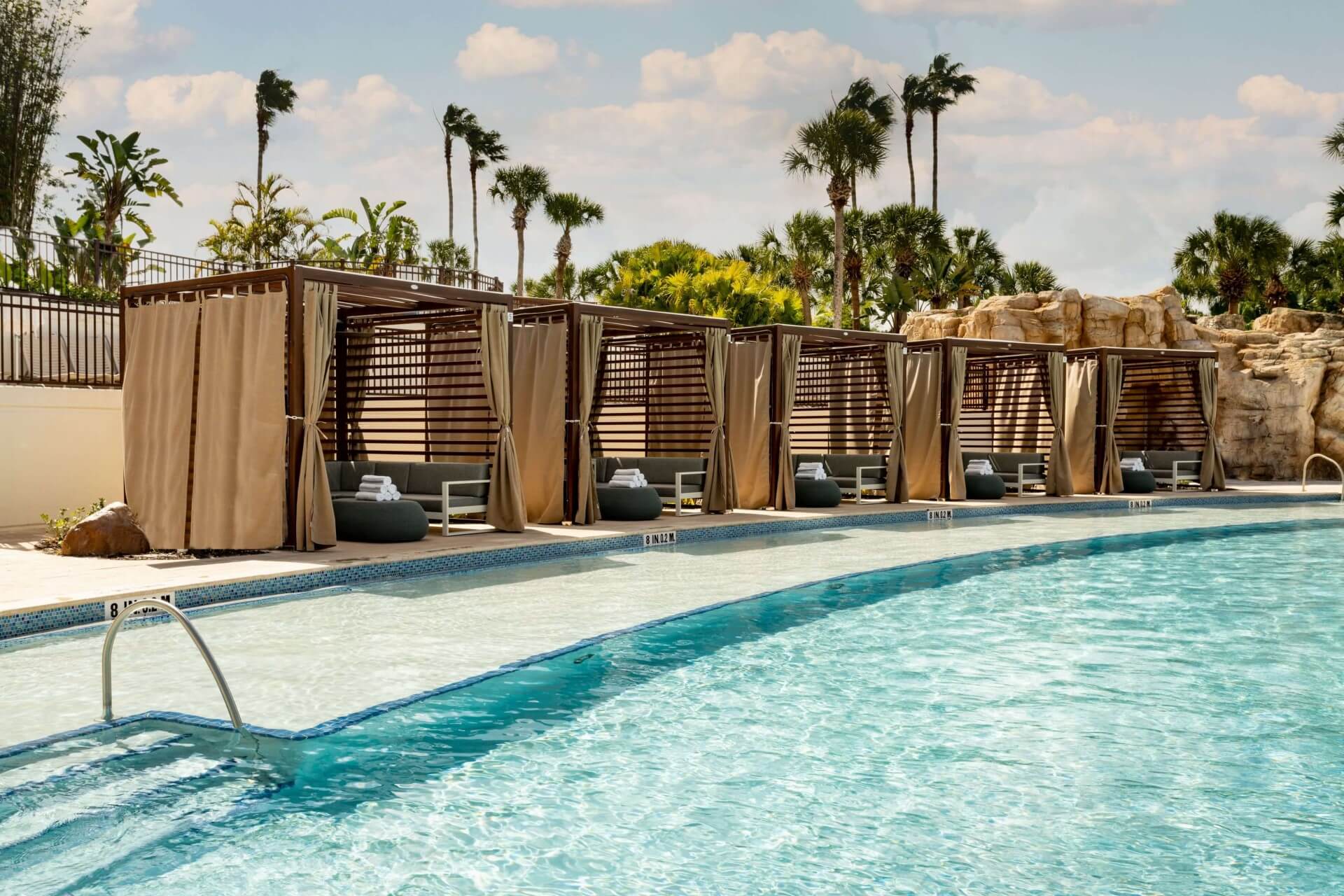 Orlando World Center Marriott Falls Oasis Pool cabanas