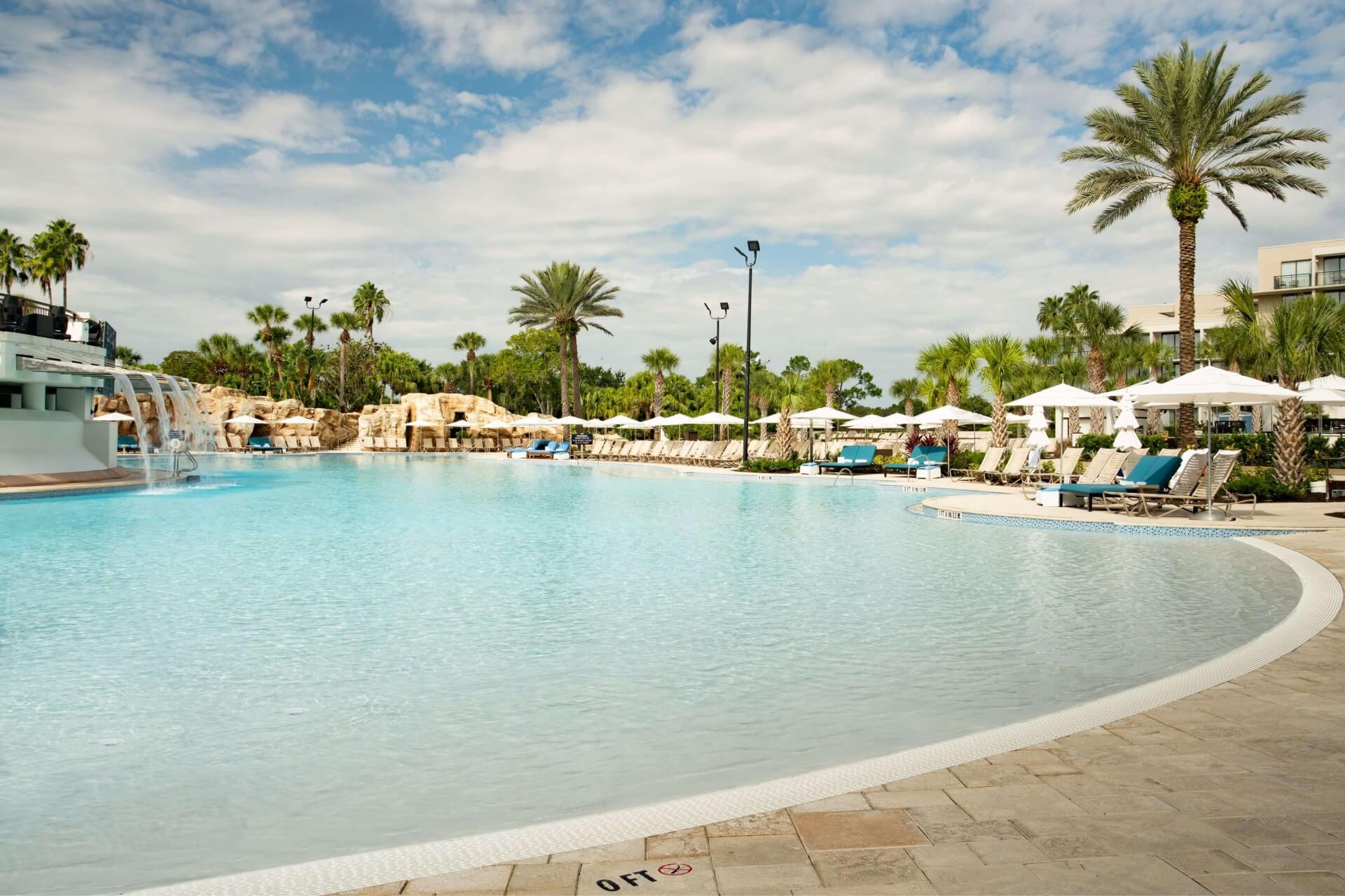 Orlando World Center Marriott Falls Oasis zero-entry side of pool