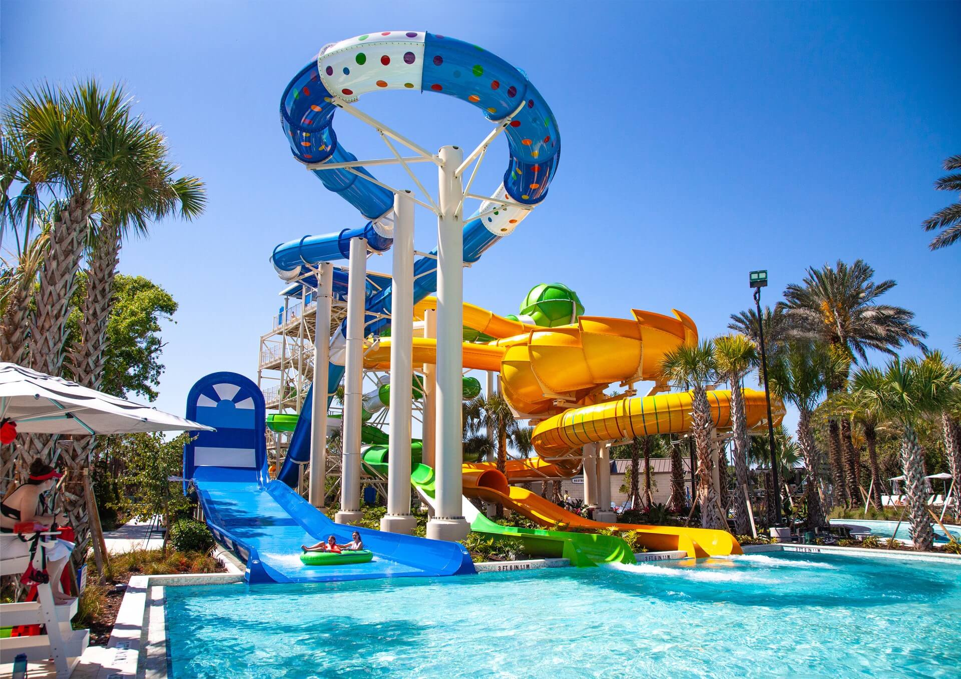 River Falls Waterpark at Orlando World Center Marriott's slide tower