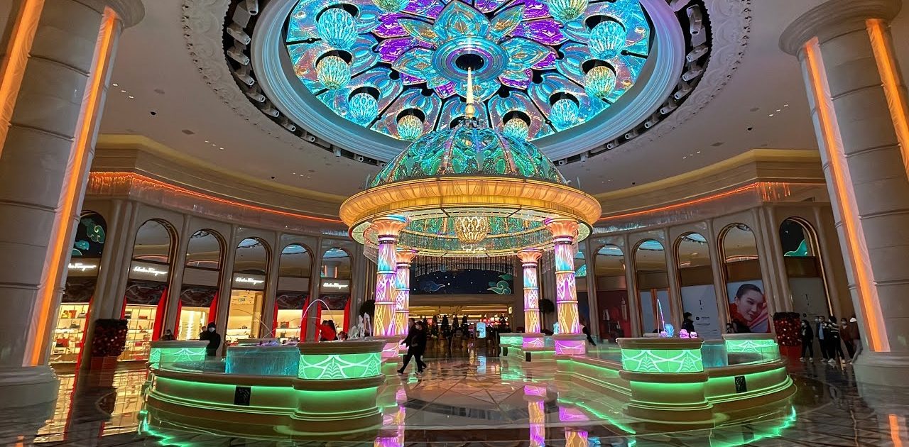 Galaxy Macau Crystal Lobby with color-changing LED lights