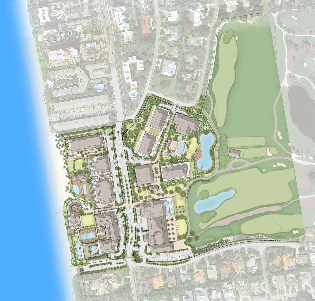 Naples Beach Club aerial map and plan