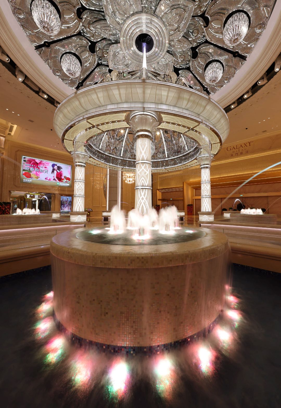 Galaxy Macau Crystal Lobby embellished with more than 380,000 cut Bohemian-crystals