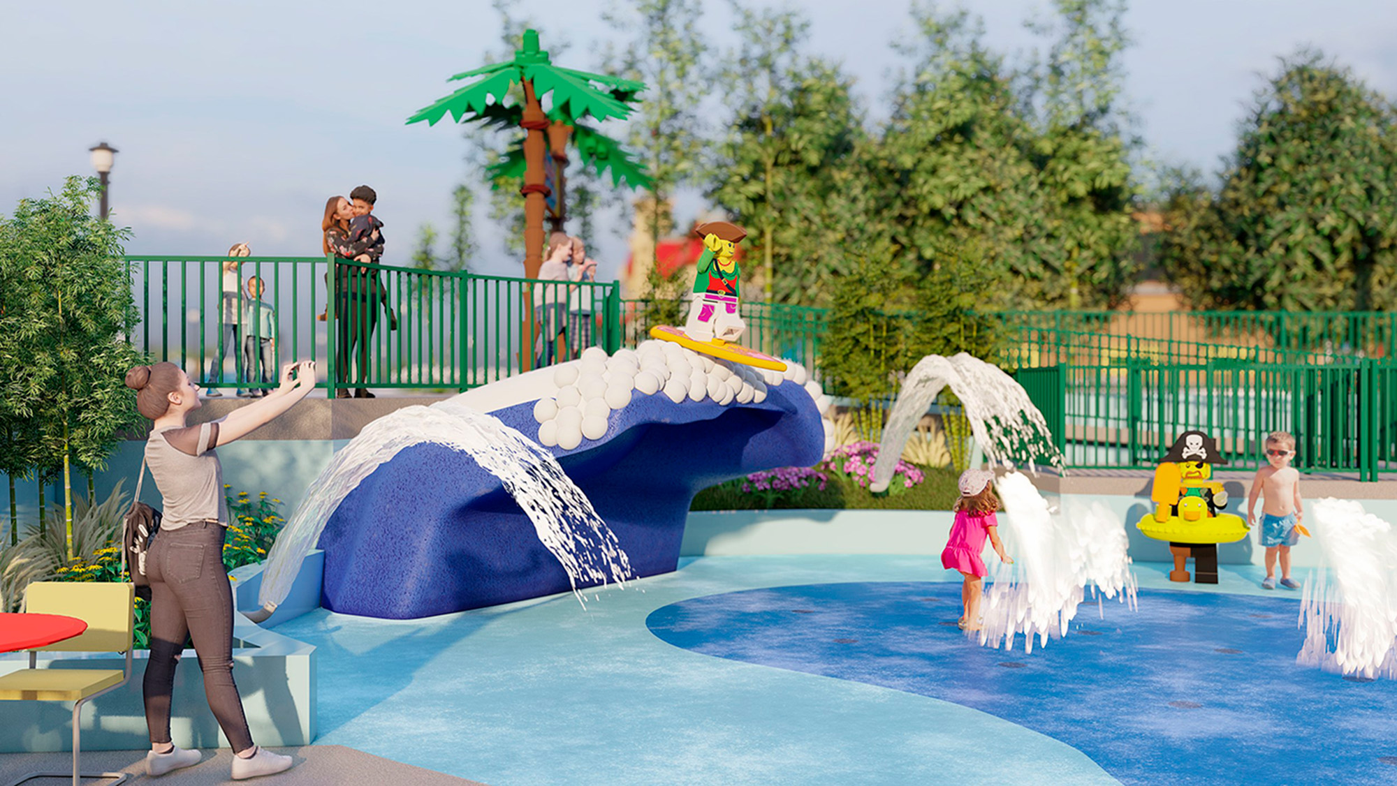 LEGOLAND New York Resort's waves and palm trees