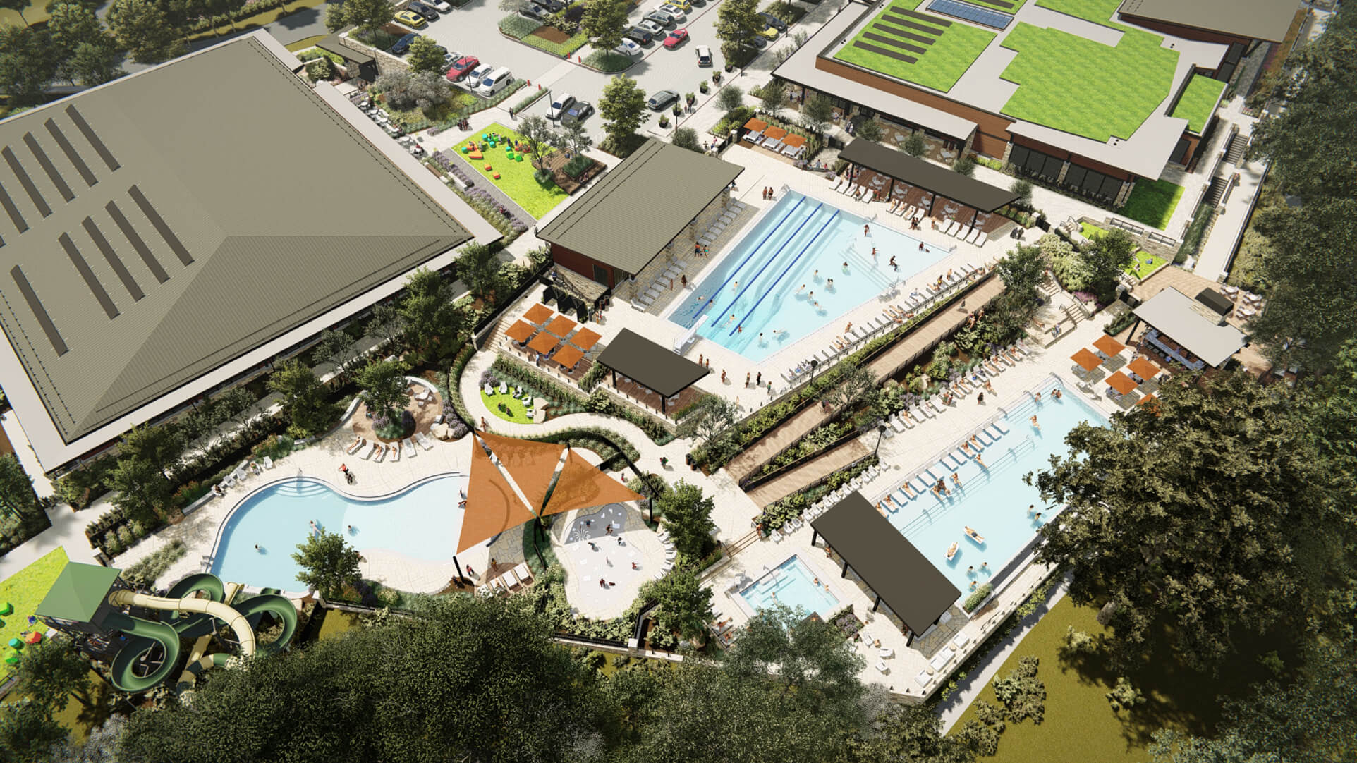 Kalamazoo Country Club aerial of pool deck