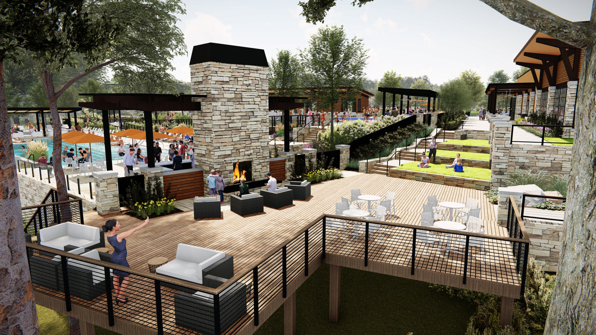 render of Kalamazoo Country Club outdoor deck
