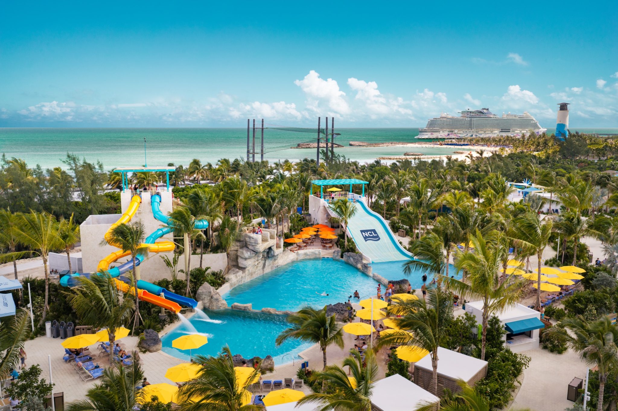 Great Tides Waterpark on Great Stirrup Cay, Cliffside Cove aerial